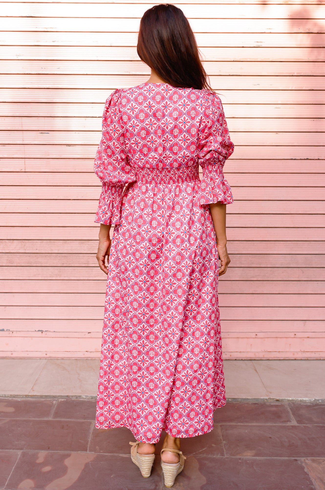Chloe Organic Cotton Dress | Pink/White - Image 8