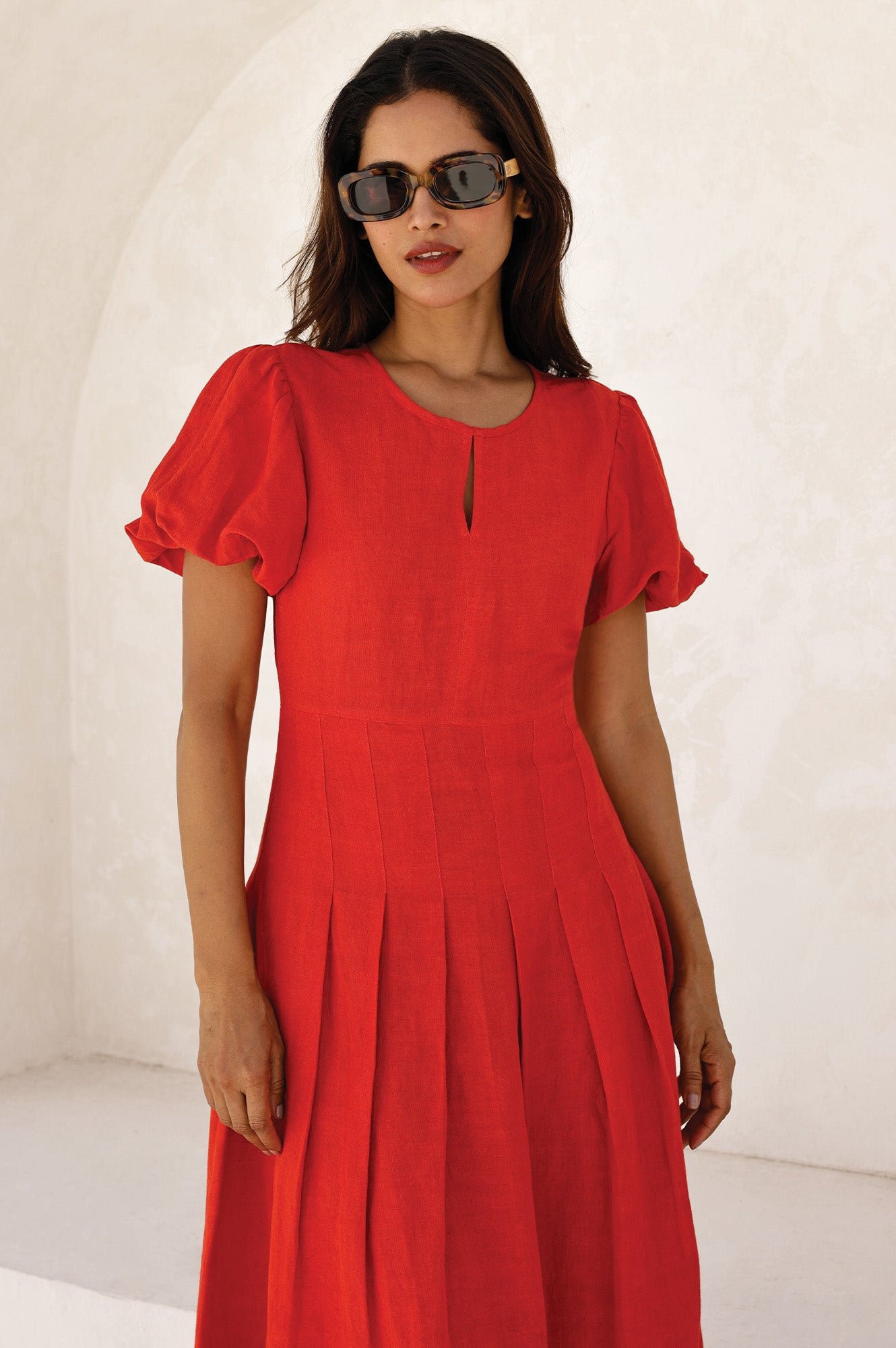 Suki Linen Dress | Red - Image 2