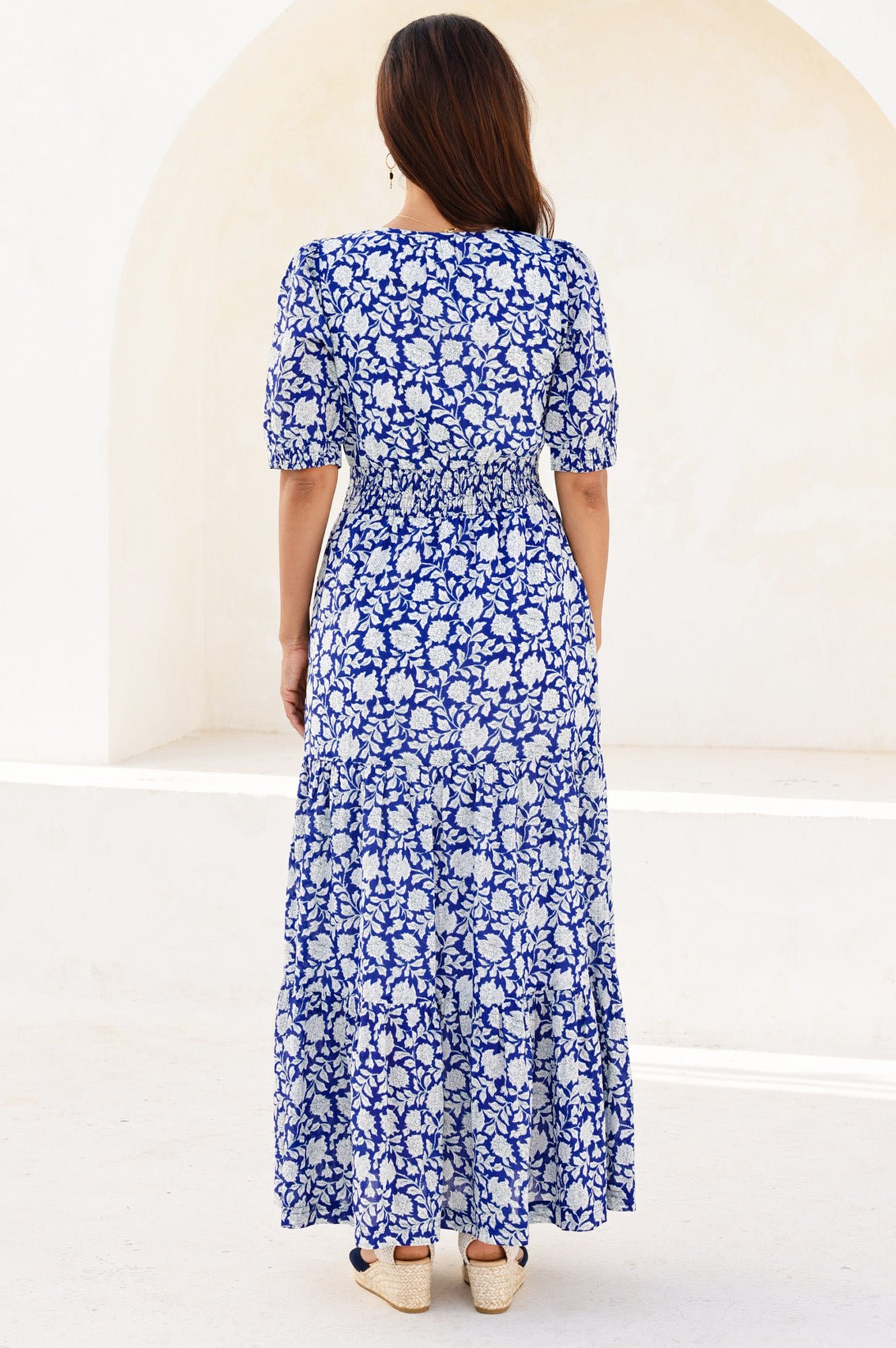 Billie Short Sleeve Organic Cotton Dress | Blue/White - Image 9
