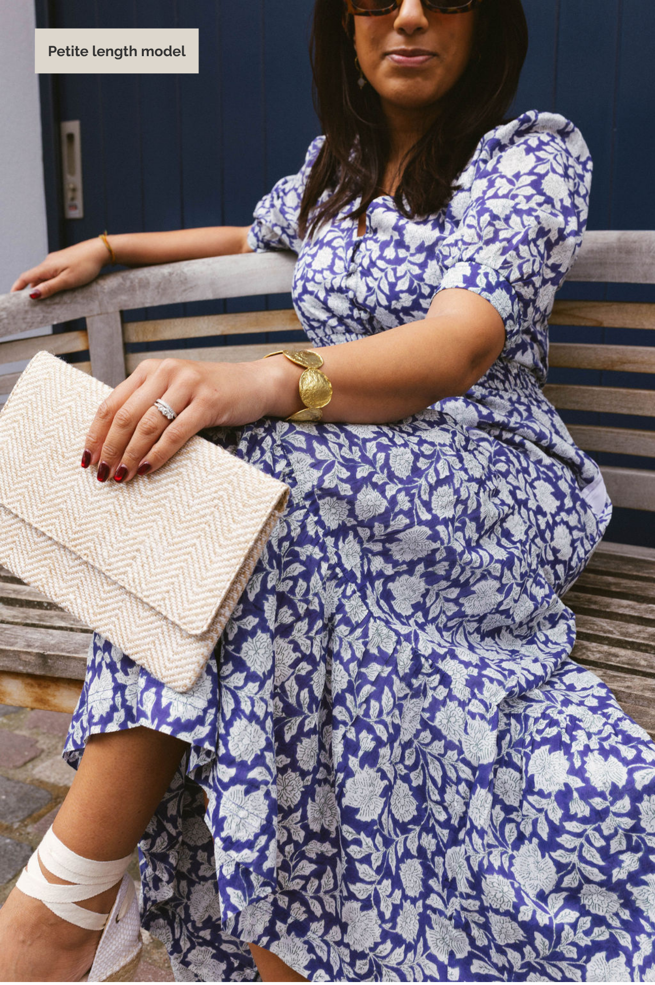 Billie Short Sleeve Organic Cotton Dress | Blue/White - Image 7