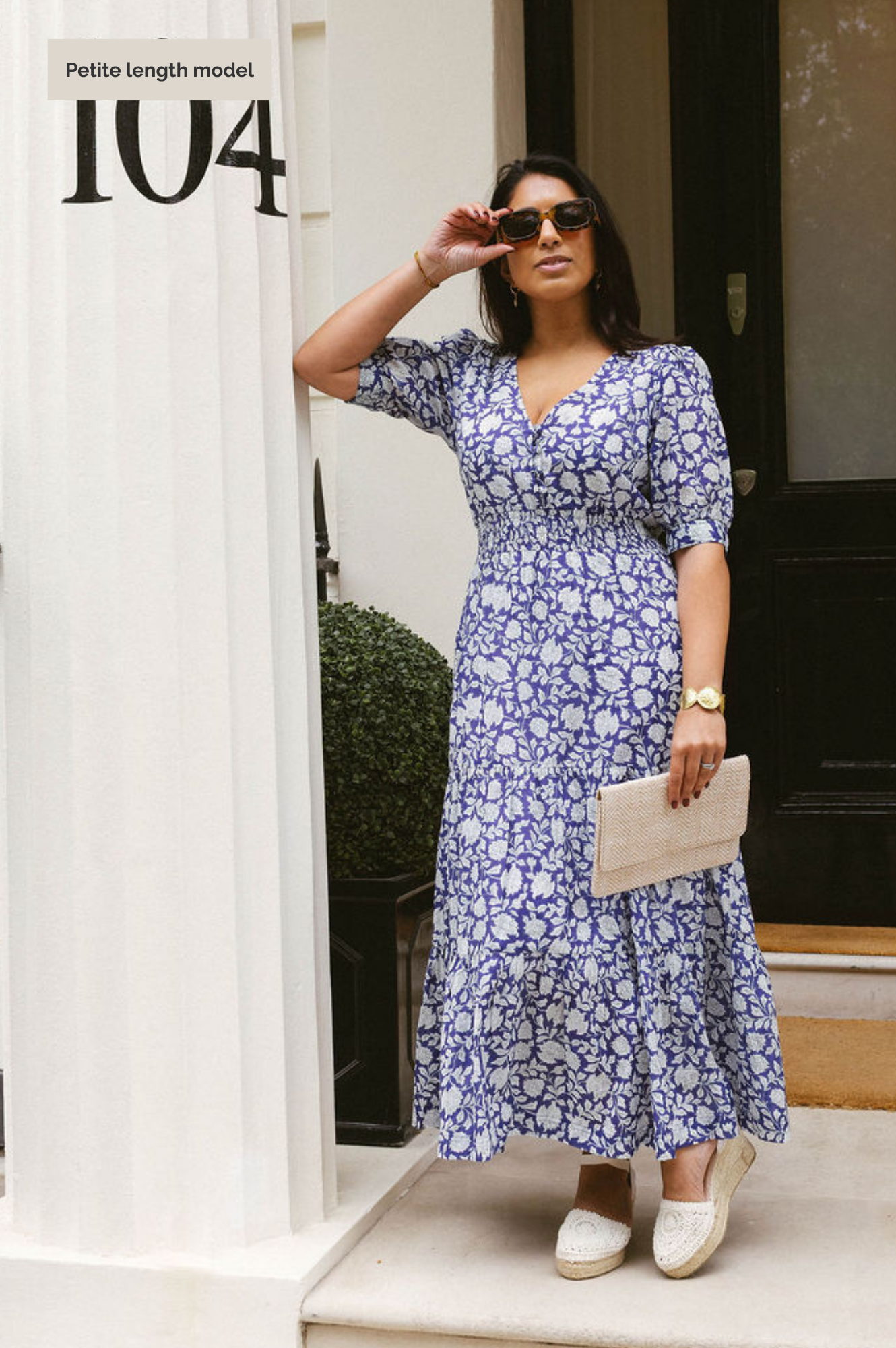 Billie Short Sleeve Organic Cotton Dress | Blue/White - Image 4
