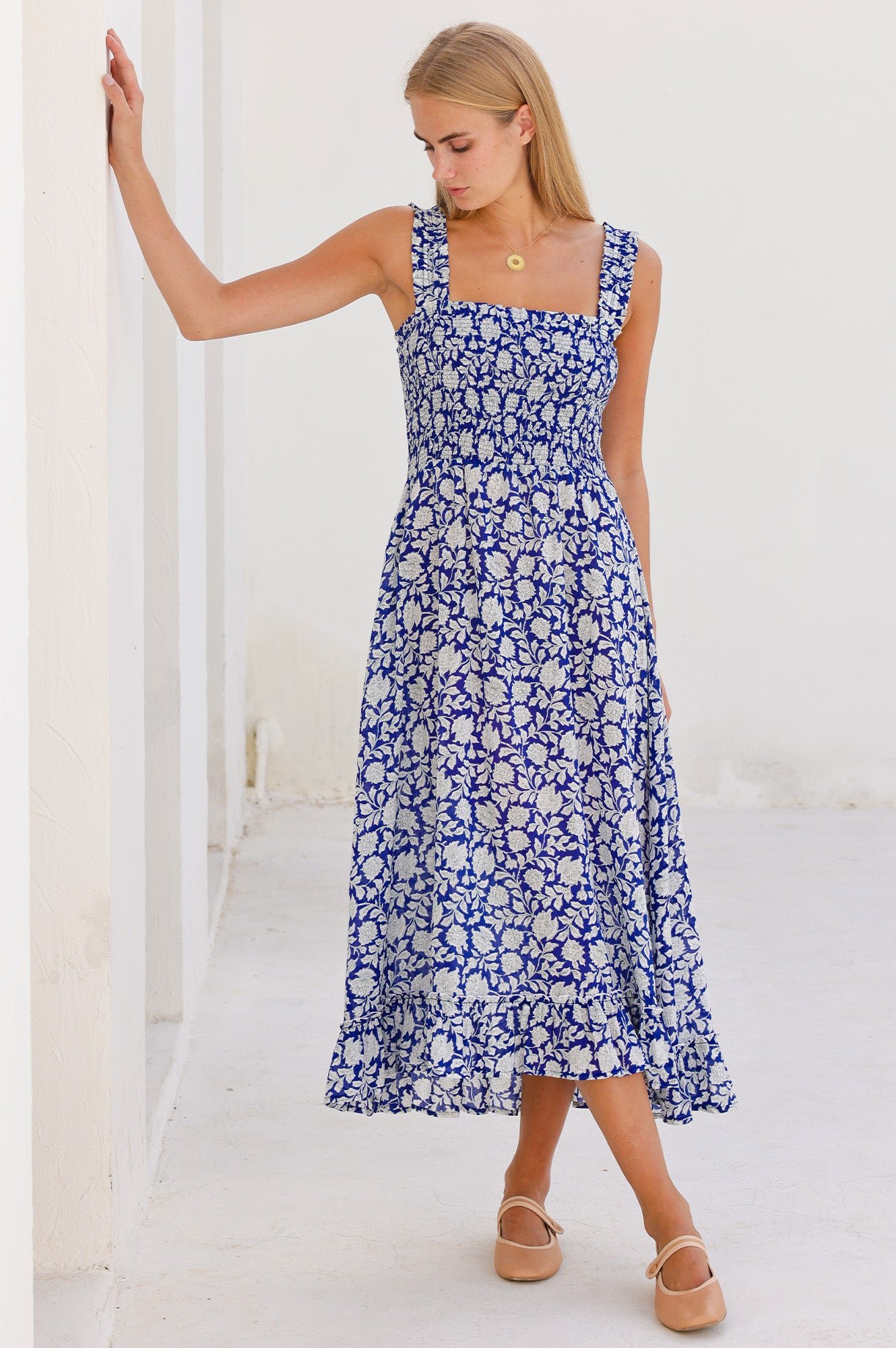 Rhianna Organic Cotton Dress | Navy/White - Image 3