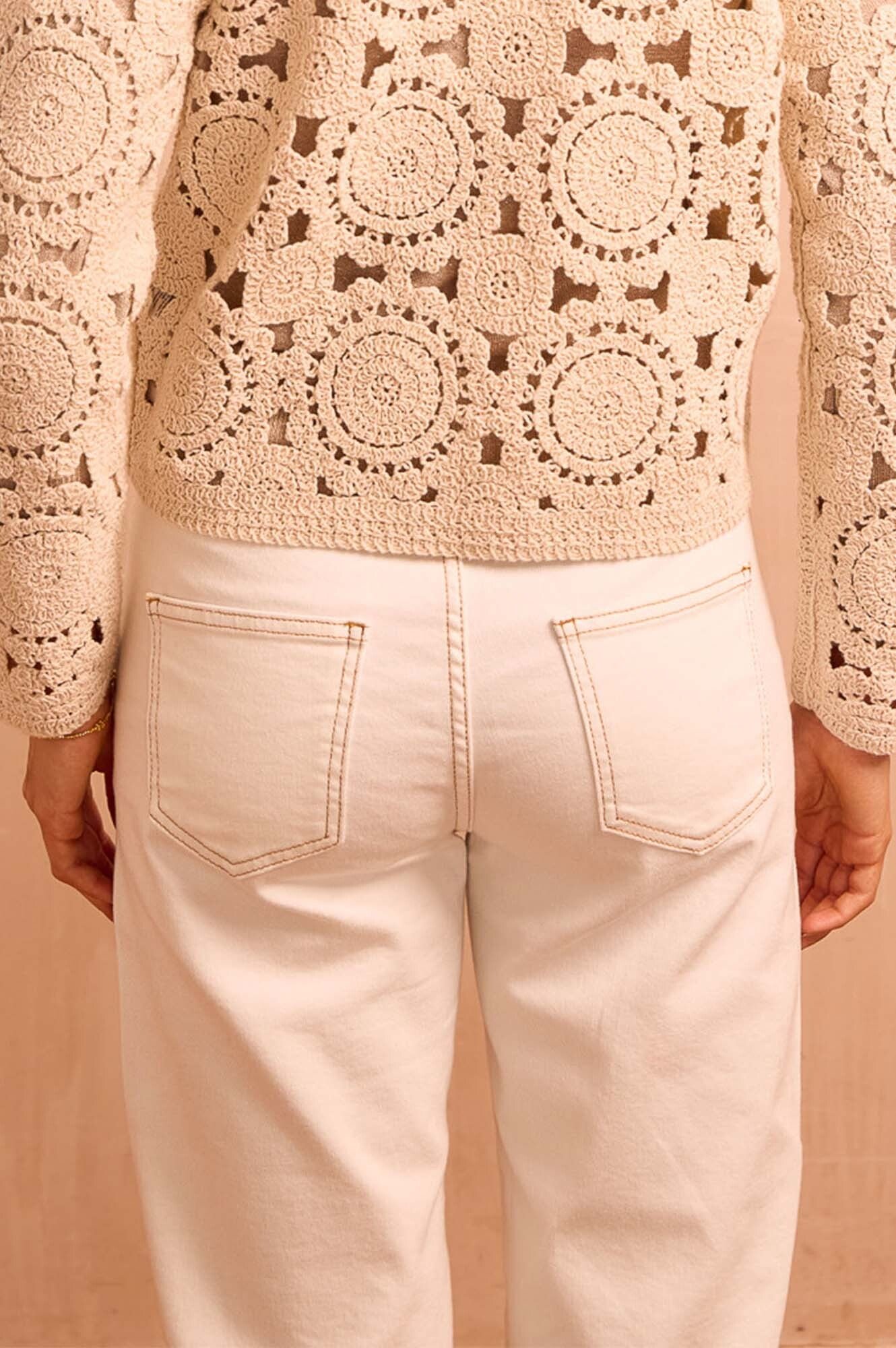 Denim Wide Leg Crop Jean | Ecru - Image 5