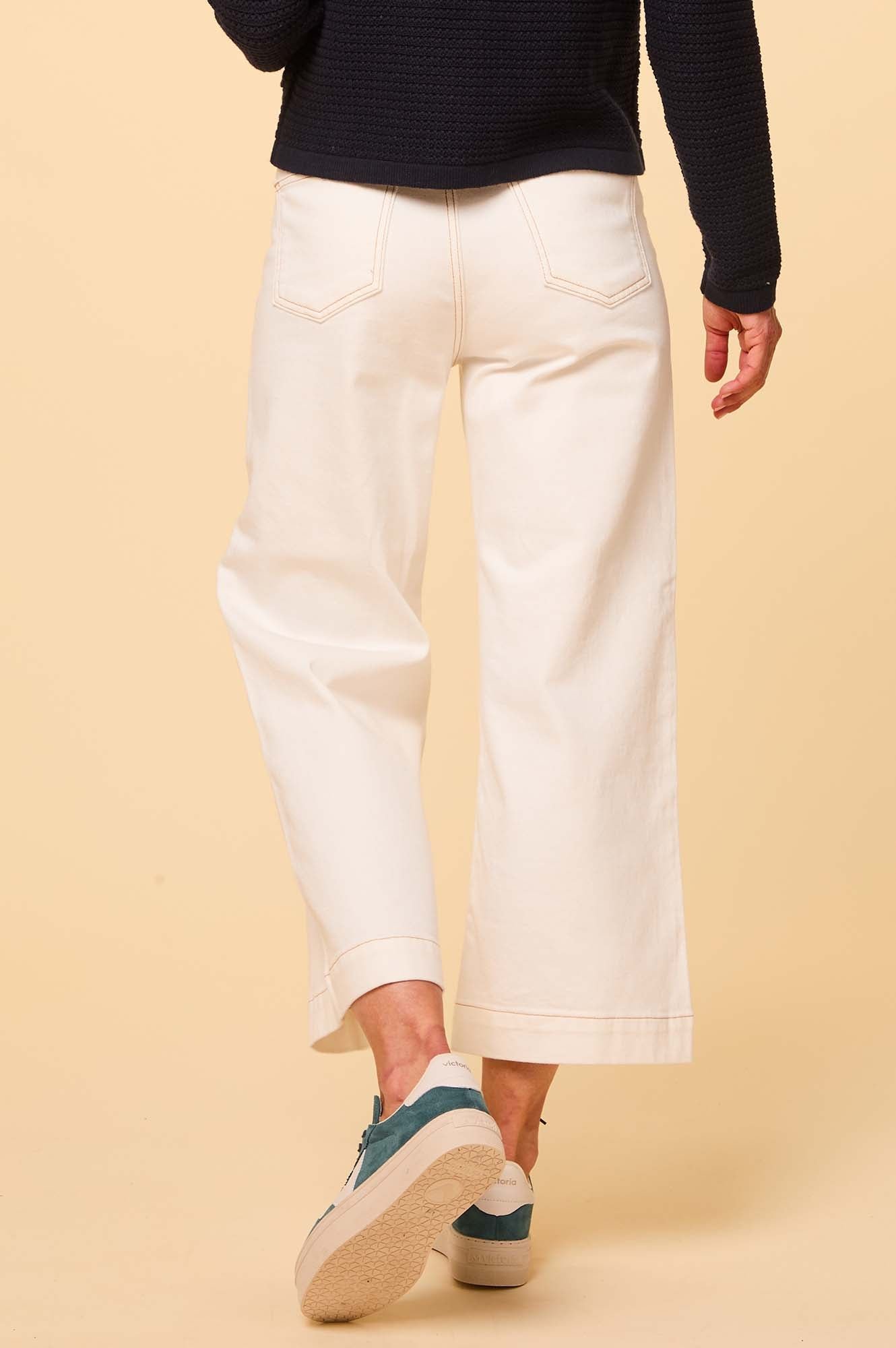 Denim Wide Leg Crop Jean | Ecru - Image 6