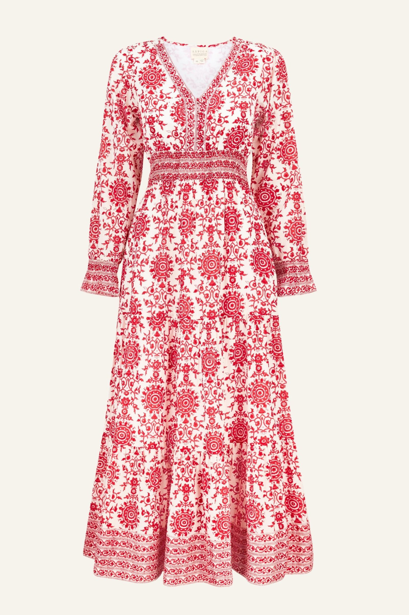 Billie Block Print Organic Cotton Dress | Red/White - Image 7