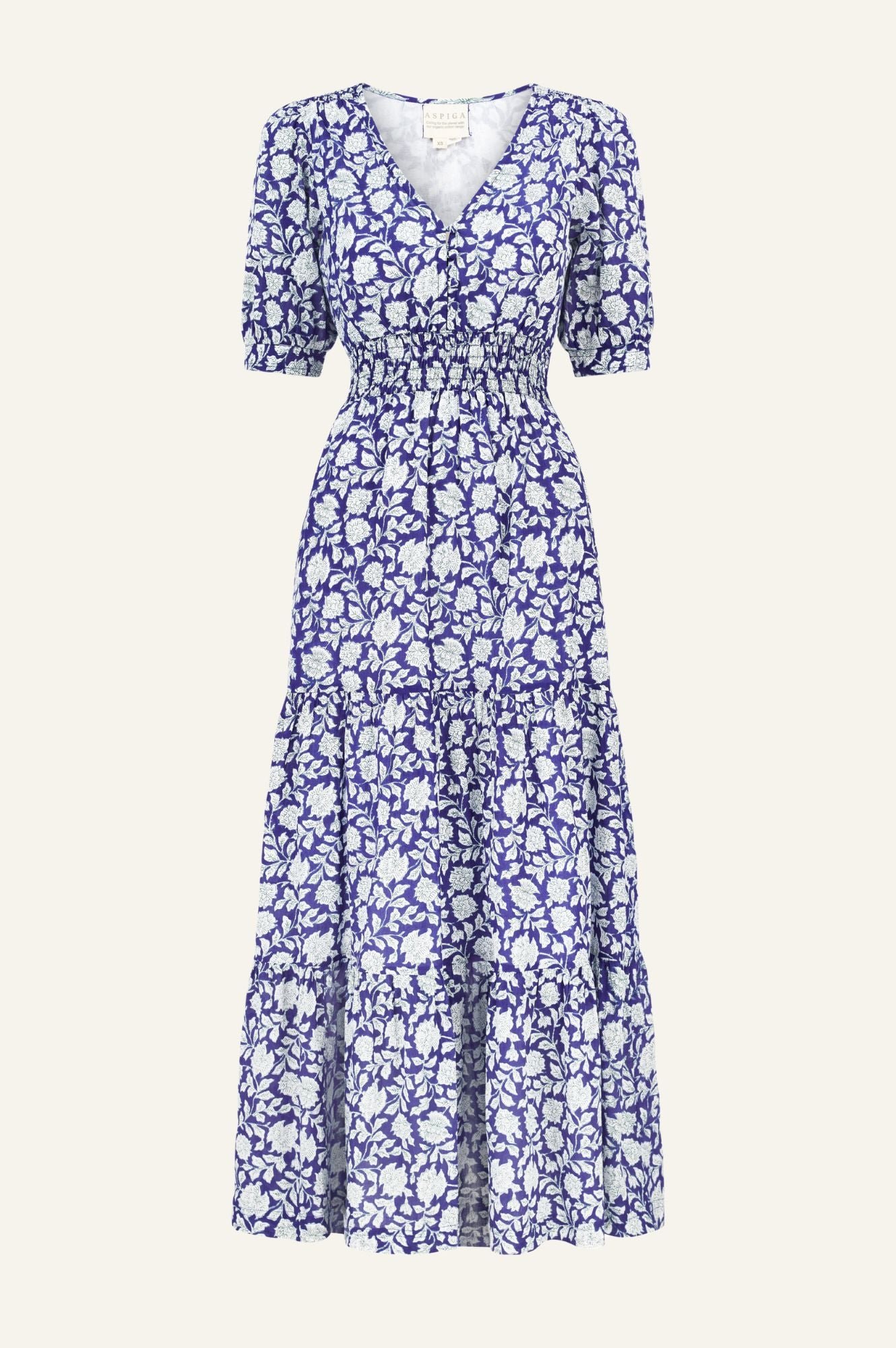 Billie Short Sleeve Organic Cotton Dress | Blue/White - Image 10
